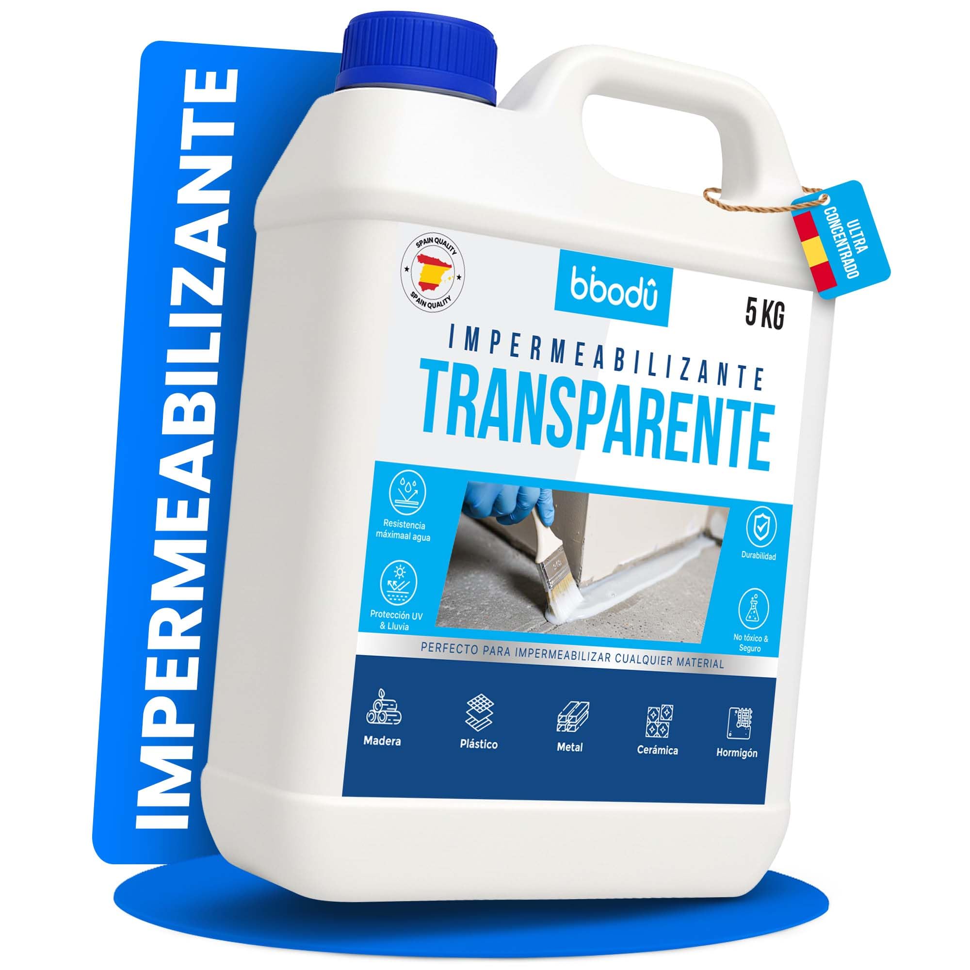 Impermeabilizante Transparente 5 KG | Sellador Impermeable Transparente de Alto Rendimiento | Perfecto para Terrazas, Techos, Exteriores, Interiores, Cocinas