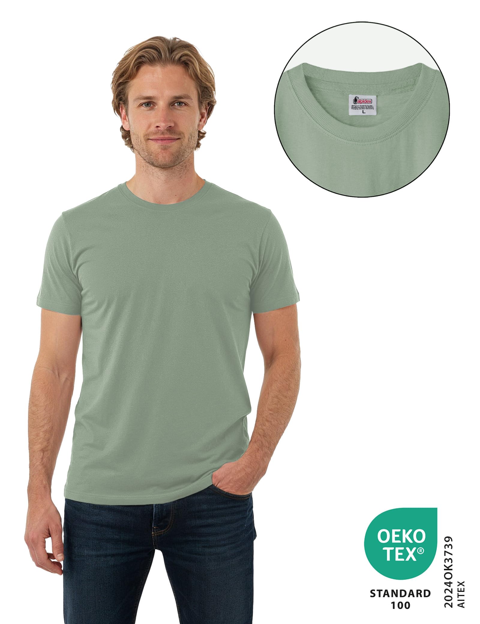 ALPIDEX T-Shirt Magliette da Uomo Confezione da 5 con Girocollo - Taglie S M L XL XXL 3XL 4XL 5XL