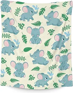 Elephant Blanket Gifts - 40"x50" Cute Throw for Women Girls - Green Soft Fuzzy Blankets for Bed, Couch & Living Room
