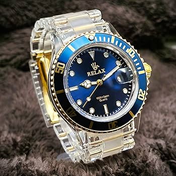 Amazon.co.jp: リラックス 王冠ロゴ SUB19 腕時計 ダイバー 青サブ