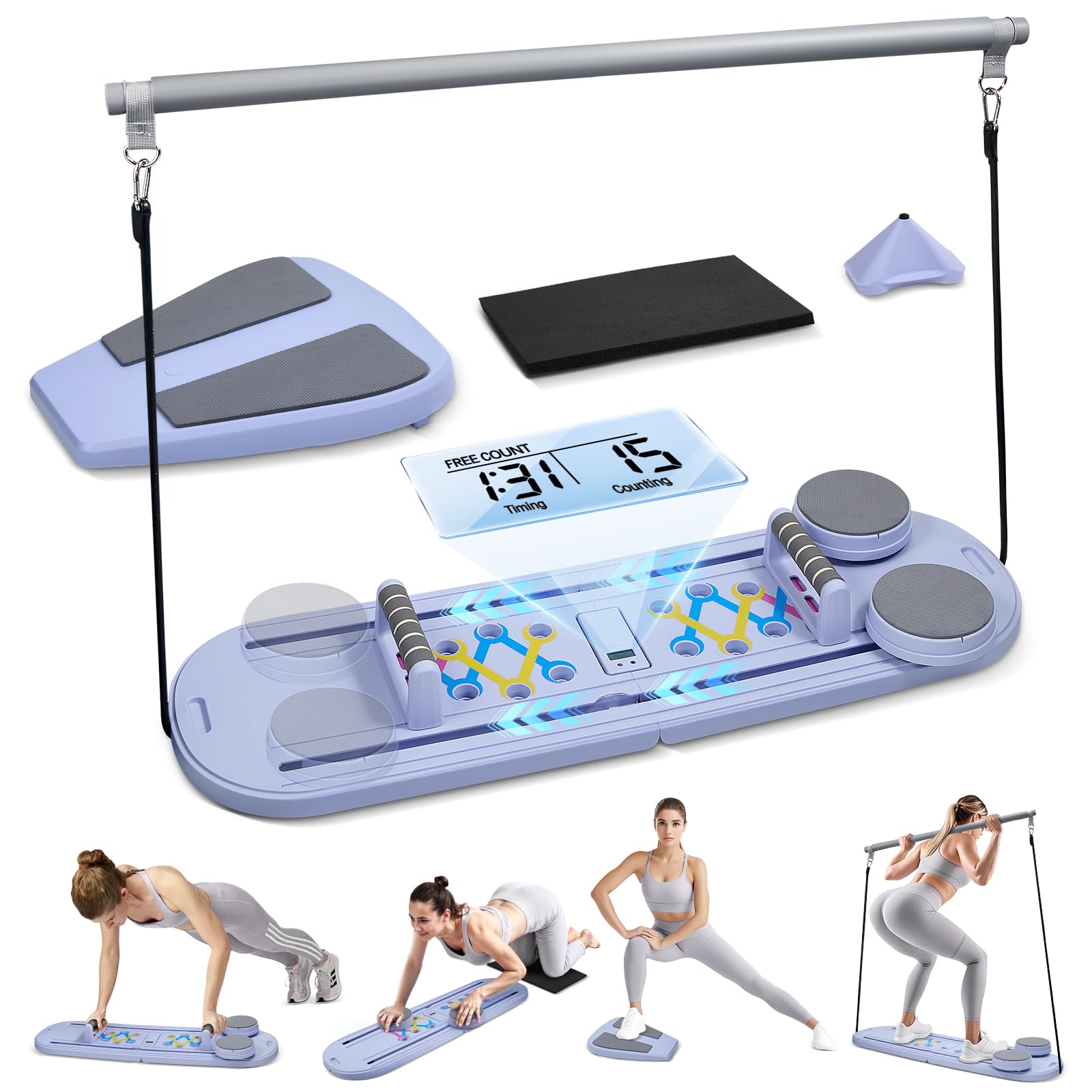 Tanniws NEW pilates reformer machine for home Foldable 4 in 1 abdominal board automatic rebound ab roller wheel pilates equipment full body workout equipment reformer pilates machine