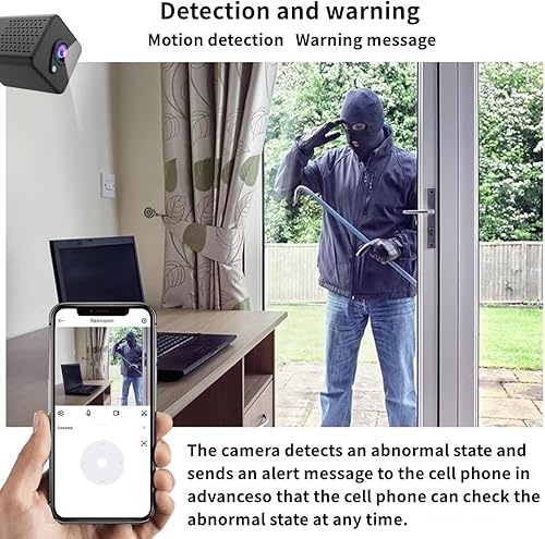 Miniatura 5 de Mini cámara de seguridad WiFi 1080P, alertas de detección de movimiento AI, visión nocturna automática, cámara de vigilancia de grabación en tiempo