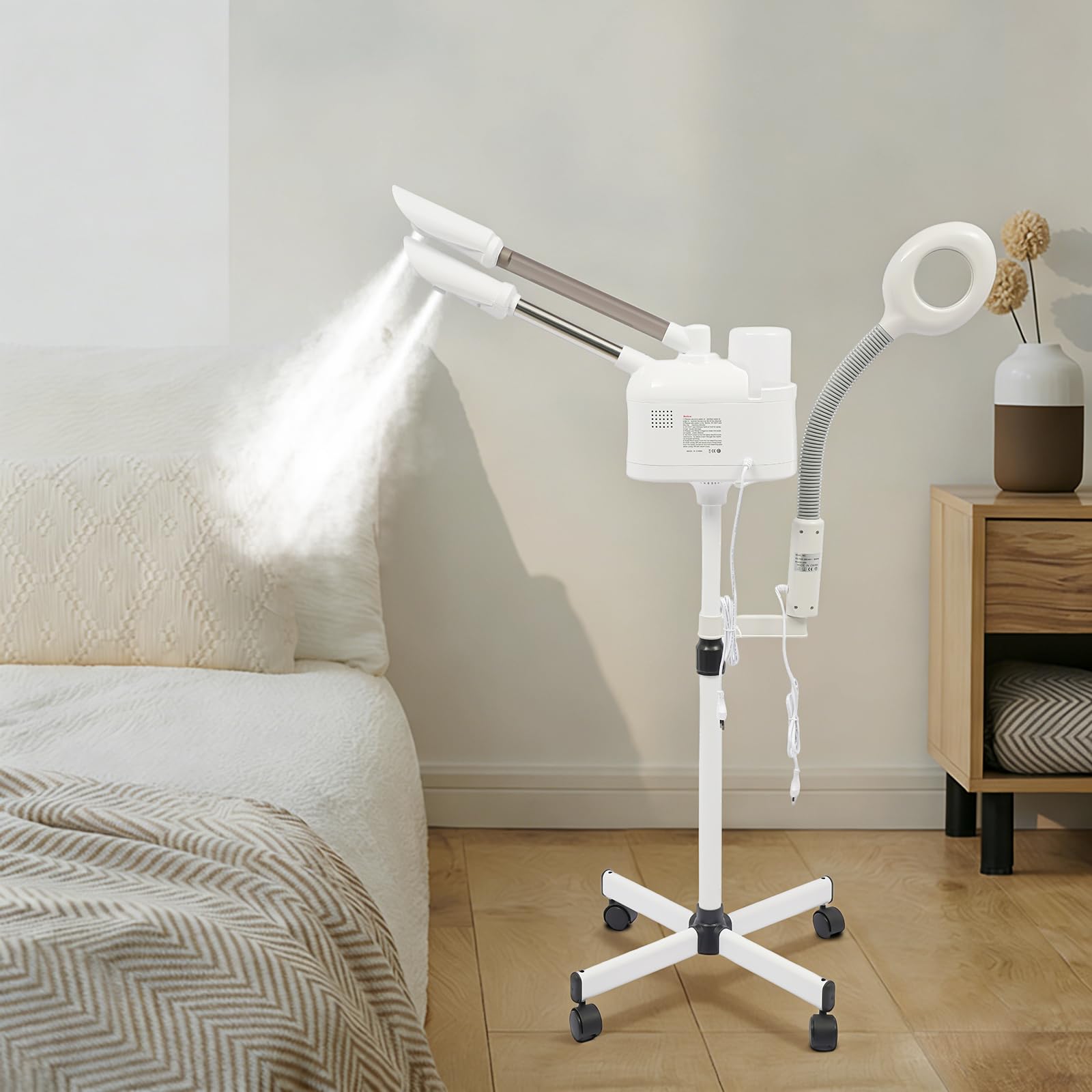 Gesichtsdampfer 3 in 1 Ozon Bedampfer mit Lupenleuchte Lupe Dampfgerät Einstellbar mit heißer und kalter Düse Dampfgerät für Spa, Salon und zu Hause
