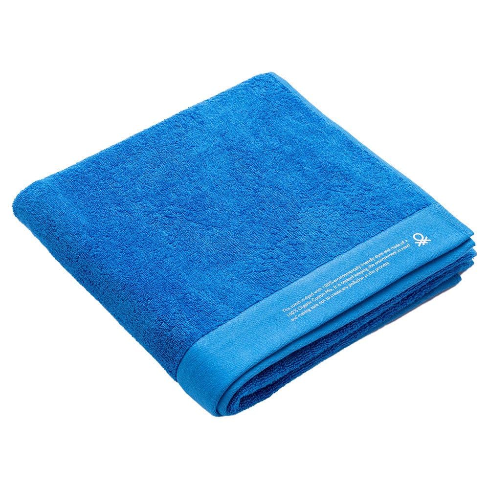 UNITED COLORS OF BENETTON. Set di 3 asciugamani 70 x 140 cm cotone biologico 450 gsm blu, rosa e verde