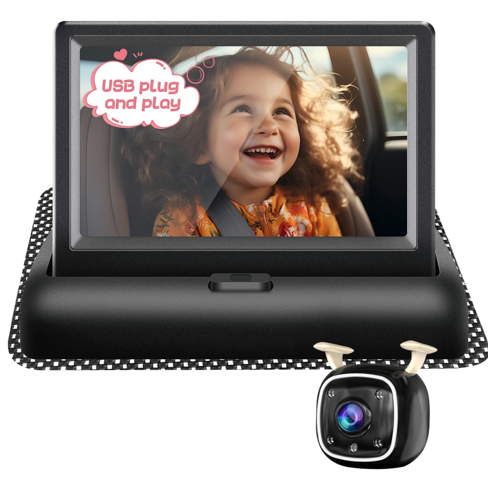 B1 Baby Car Camera with 4.3'' Monitor, USB Powered Rear Facing Seat Camera, HD 1080P Night Vision, 150° Wide Angle, Easy Installation, Safe &amp; Portable Baby Monitor
