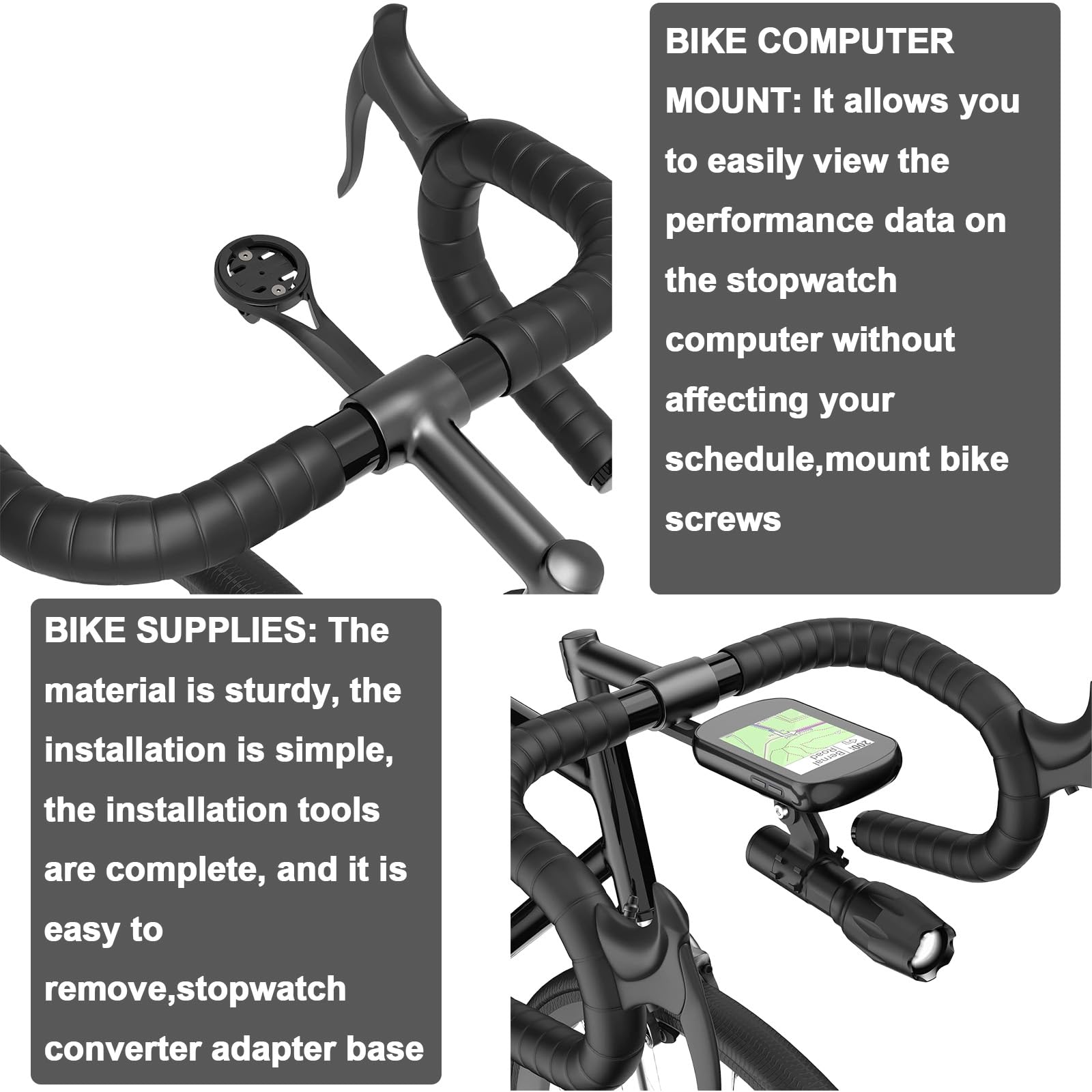 Support Guidon GPS Vélo Wenbones En Alliage Aluminium - Compatible Garmin Edge, Wahoo, Bryton, Cateye