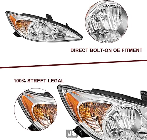 Miniatura 4 de JSBOYAT Conjunto de faros delanteros de repuesto para 2002 2003 2004 Toyota Camry SELEXLE Carcasa cromada con reflector ámbar para lado del