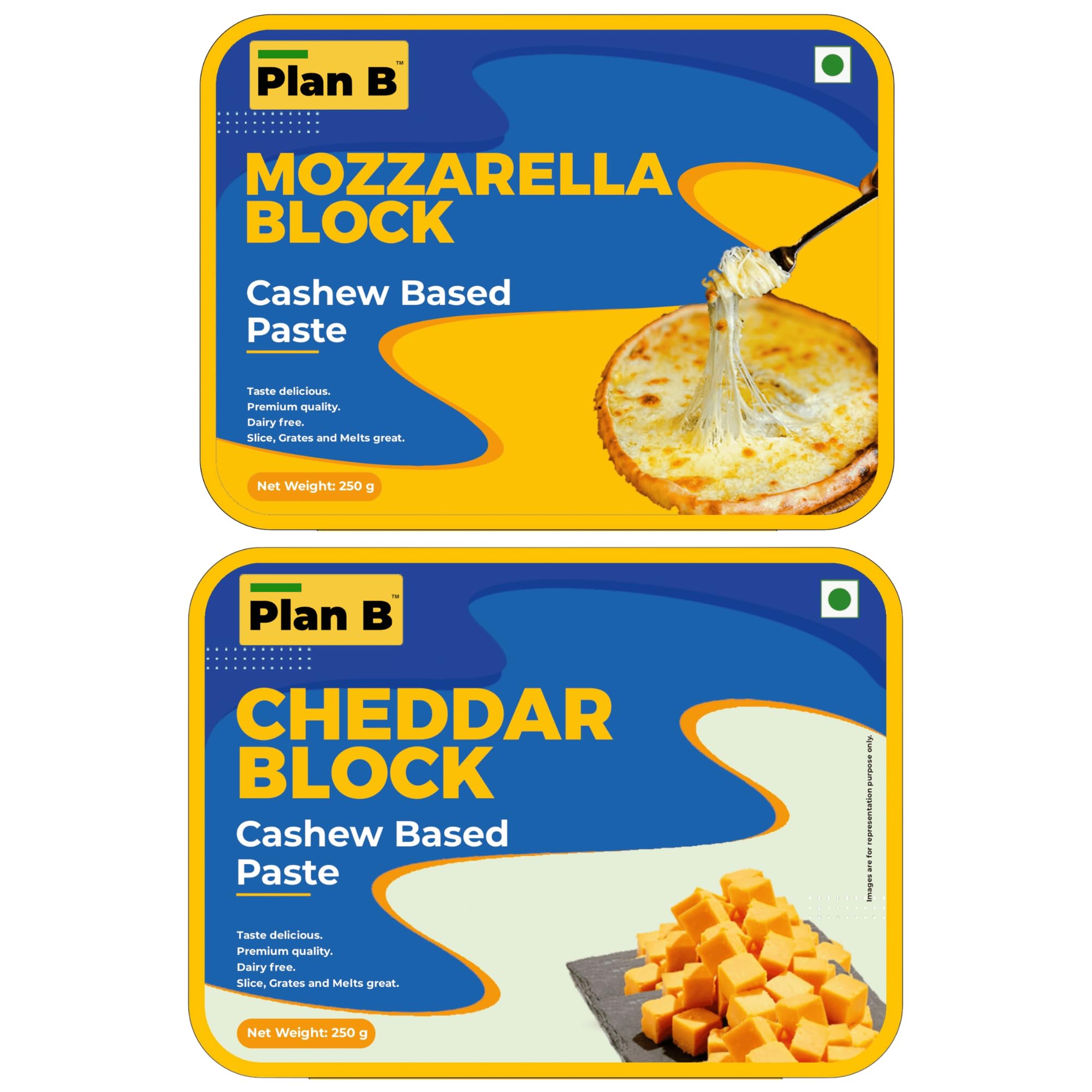 Plan B Melty Cheese Duo | Plant-Based Mozzarella & Cheddar Cheese Blocks | 500g Total | Vegan, Dairy-Free, Lactose-Free & Cashew-Based | Perfect for Pizza, Pasta, Baking & Everyday Cooking-picture-13