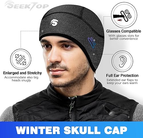 Miniatura 2 de 2 Pack Winter Skull Cap Helmet Liner for Men, Cycling Running Sweat Wicking Skullcap Beanie, Fits Under Helmets