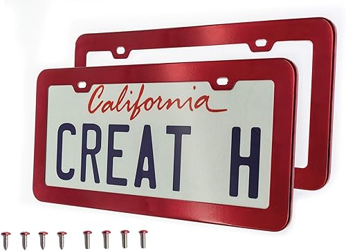 Miniatura 2 de 2 marcos de matrícula de acero inoxidable creathome con color rojo brillante