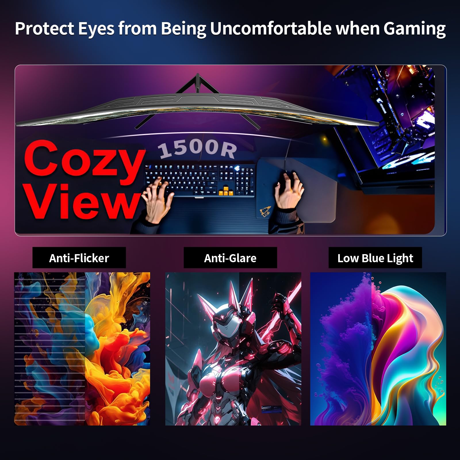 ZZA Monitor curvado para juegos de 32 pulgadas, QHD 2560 x 1440, frecuencia de actualización Ultra 300Hz y 240Hz, panel VA, 1500R, 1ms, HDR, AMD FreeSync Premium, compatible con NVIDIA G-SYNC