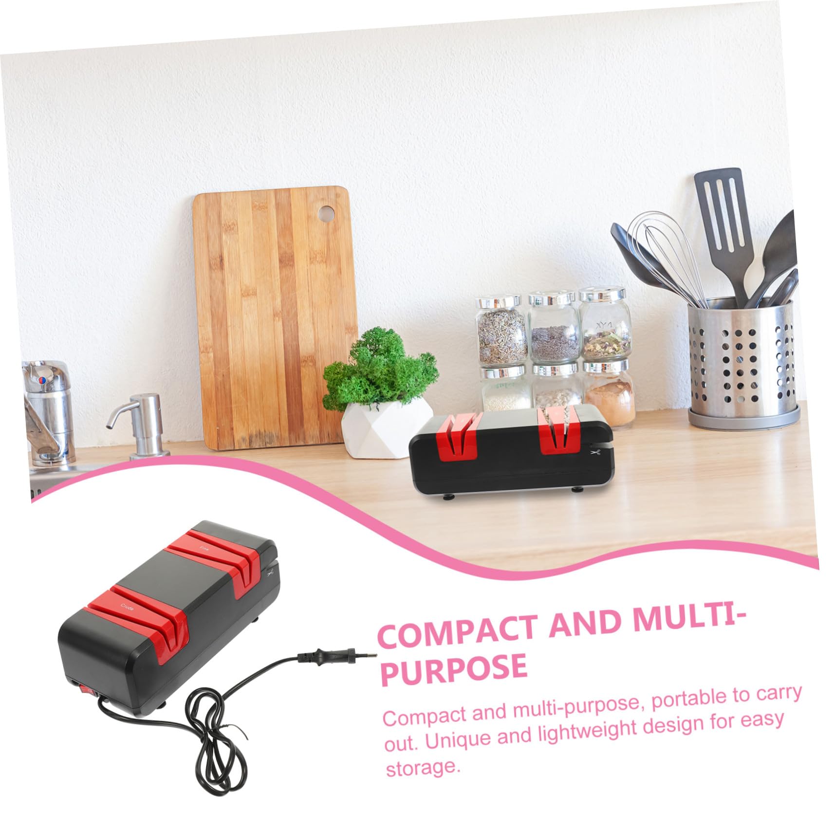 Afilador Eléctrico De Cuchillas y Tijeras 60w Motor De Cobre Afilador Rápido y Multiusos Para Cocina Doméstica Negro y Rojo Voltaje Europeo Ac220