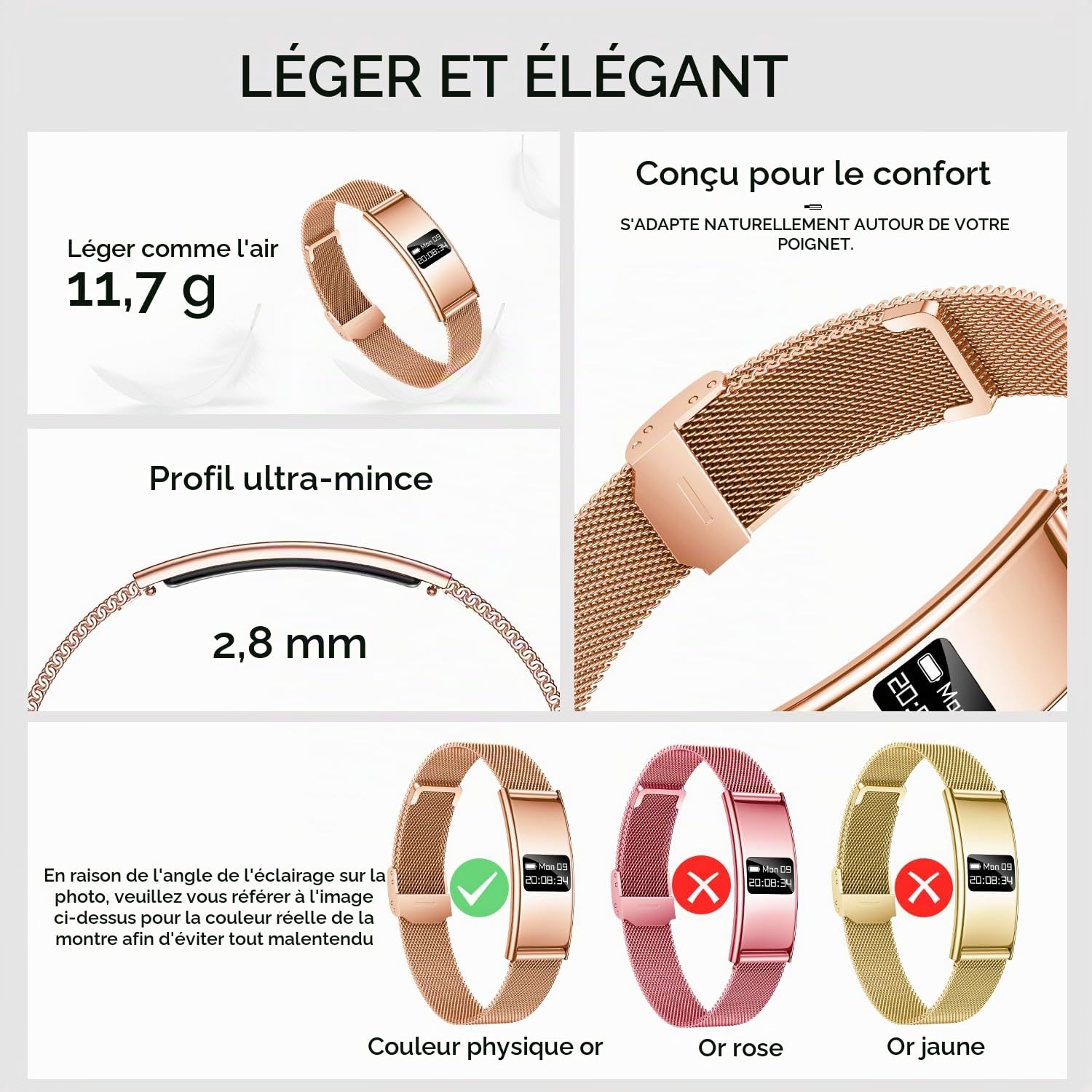 Bracelet Connectée Femme Fitness Tracker: Bracelet Montre Connectée avec Rappel d'appel Santé Moniteur Sommeil Fréquence Cardiaque HRV SpO2 Fonction Féminine 5ATM Etanche Sport Montre pour Android iOS