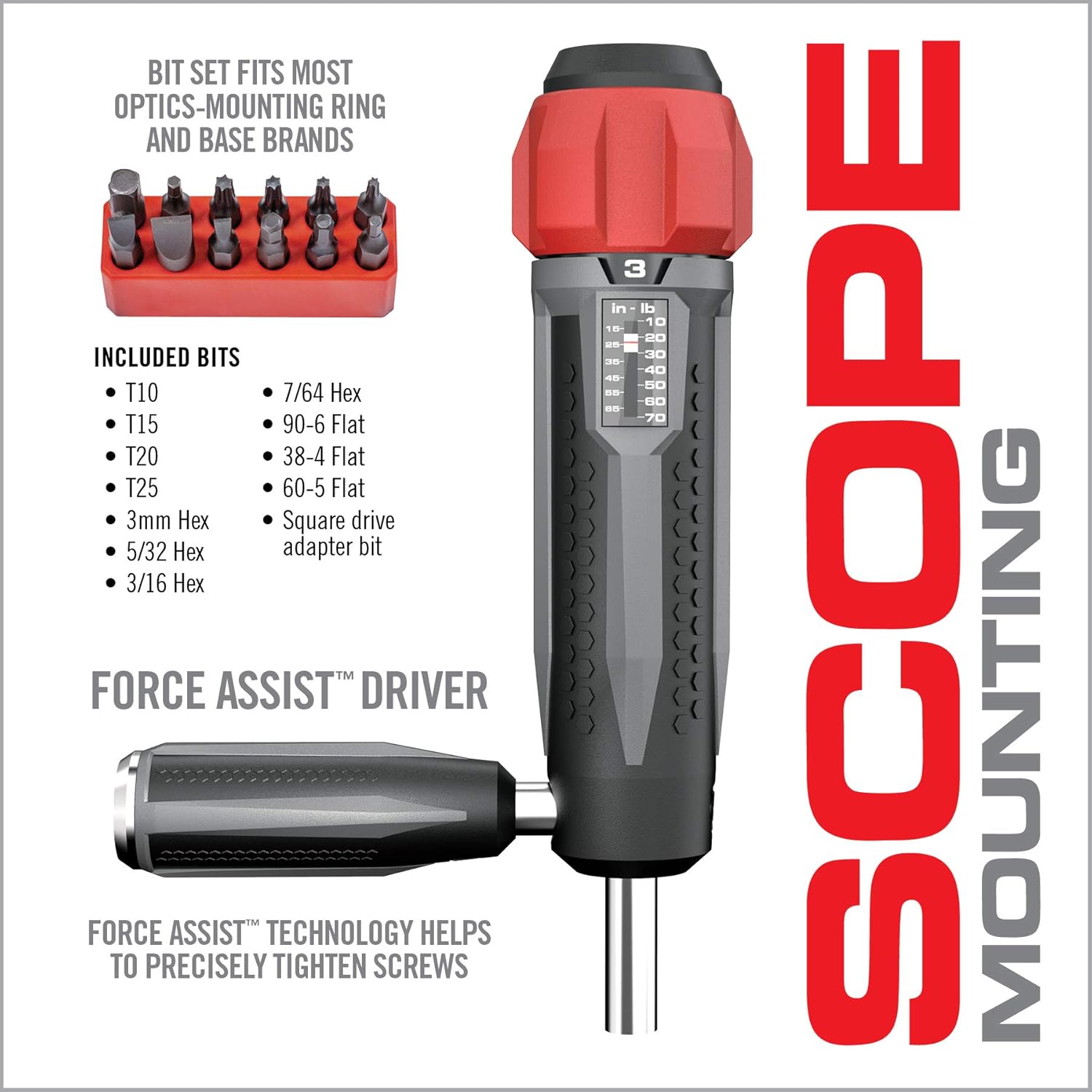 Real Avid Gunsmithing Torque Wrench Kit | All in One Torq Driver Tool with Screwdriver Bit Set & Accurate 1 Inch/Pound Setting for Precision Scope Mounting. Driver & BITS ONLY : Sports & Outdoors