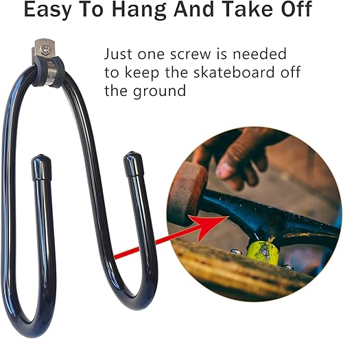 Miniatura 4 de Soporte de pared mejorado para monopatín, soporte de pared para monopatín y longboard, soportes para patineta alargar