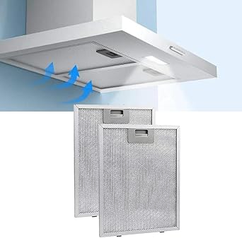 2pcs 12.63x10.23in Aluminium Range Hood Filter, Stainless Steel, Silver, 320x260x9mm, 2 Count