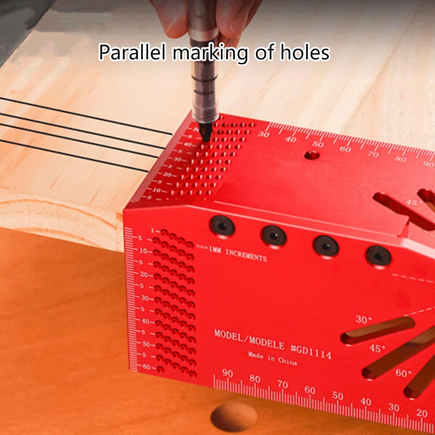 Measuring Tool Aluminum Woodworking Square Scribing Ruler 30/45/60/90 Degree Measurement Ruler