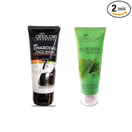 Charcoal Face Wash 100 Gm & OxyGlow Herbals Alovera Face Wash 100 ml (Combo Pack)
