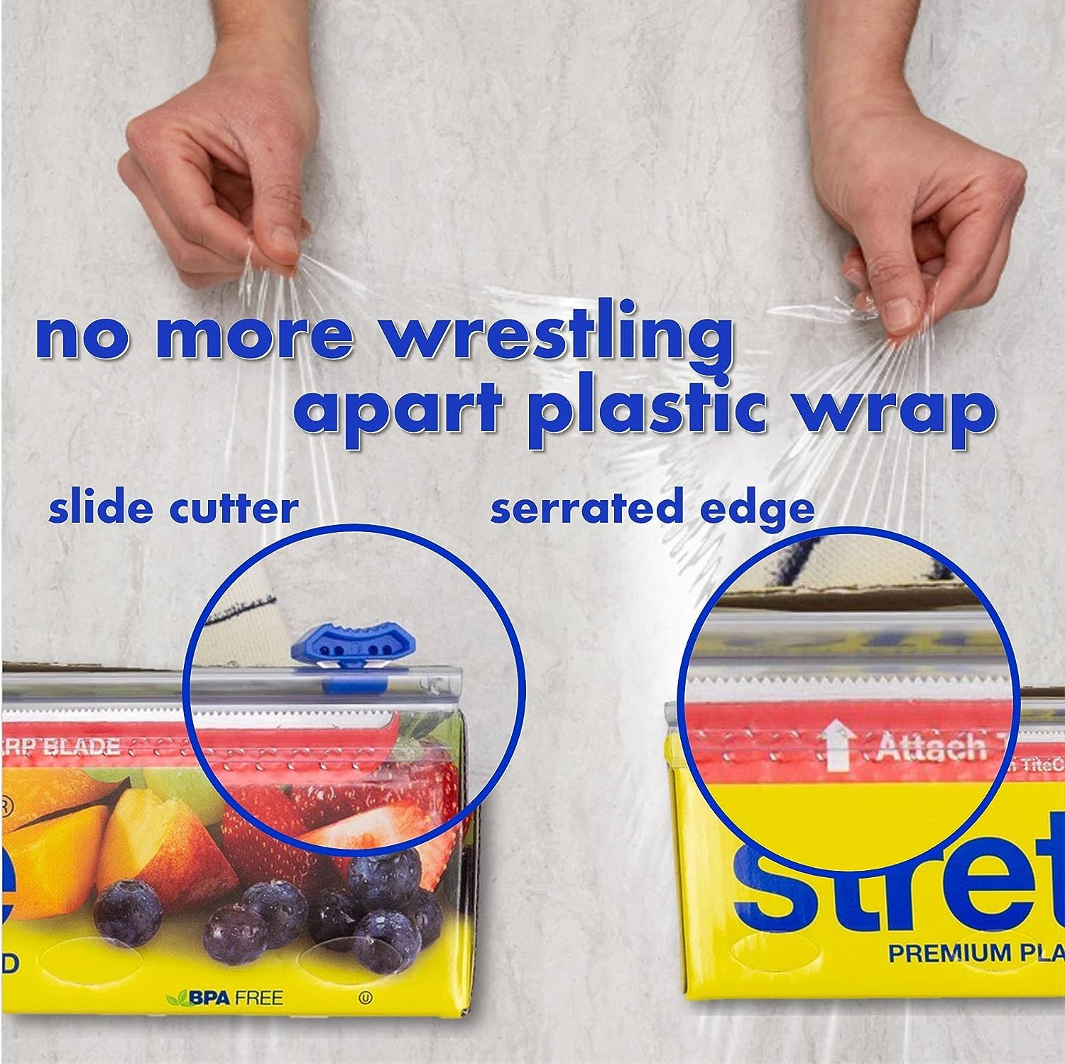 Stretch-Tite Envoltura de plástico prémium para alimentos, 500 pies cuadrados, 516.12 pies x 11.5/8 pulgadas (500 pies cuadrados (paquete de 4))