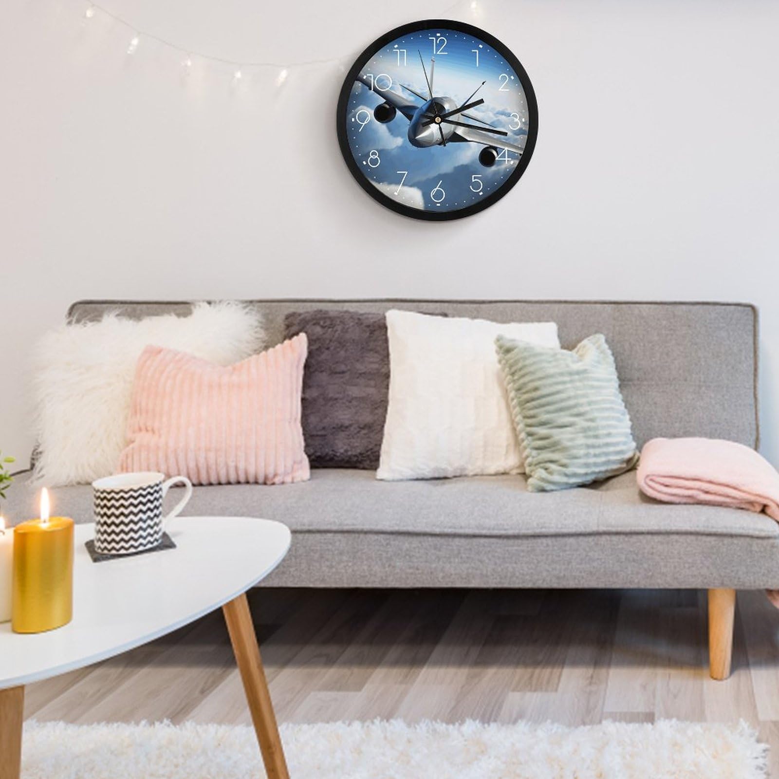 Amazon.co.jp: LBKHDS デジタル壁掛け時計、飛行飛行機プリント装飾