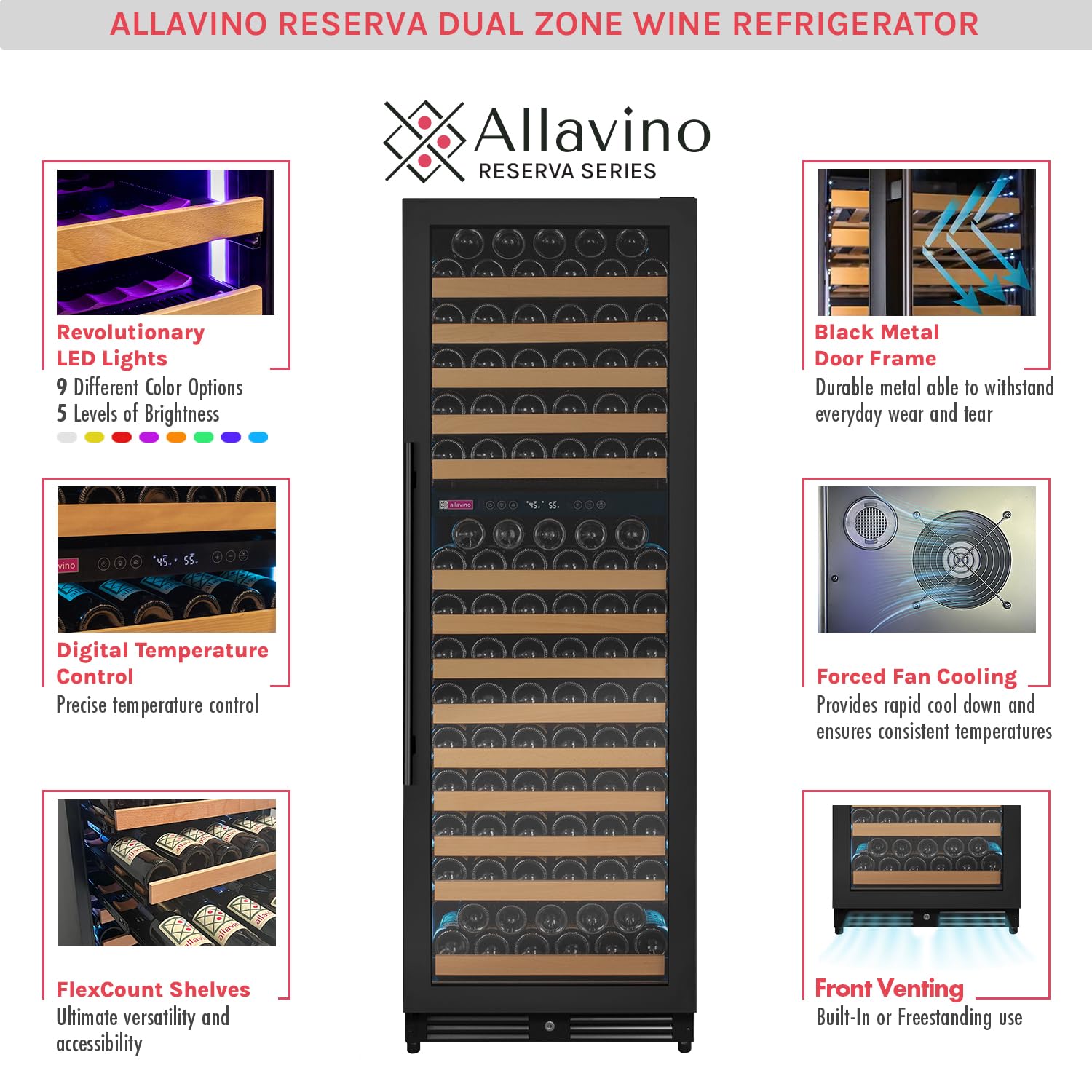 Allavino Vsw71ld-2br Wine Refrigerator, Right Hinge, Black Metal on Fridge.com - View 4
