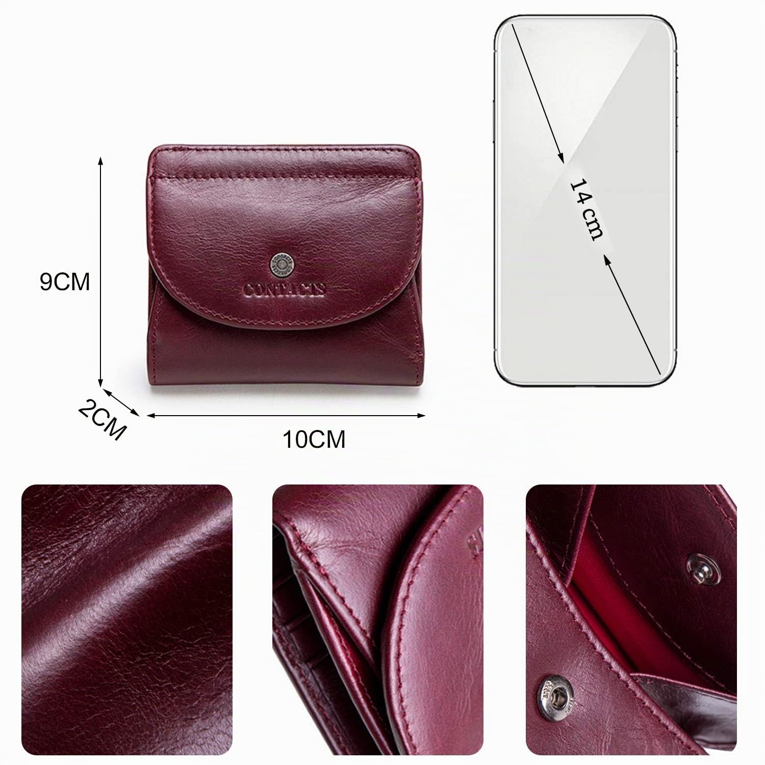 FANDARE Portefeuille Cuir Porte à Monnaie Carte de Crédit Homme Femme Court Porte Monnaie Portefeuille avec Poche à Monnaie Etui à Carte Porte-Carte de Crédit Bourse