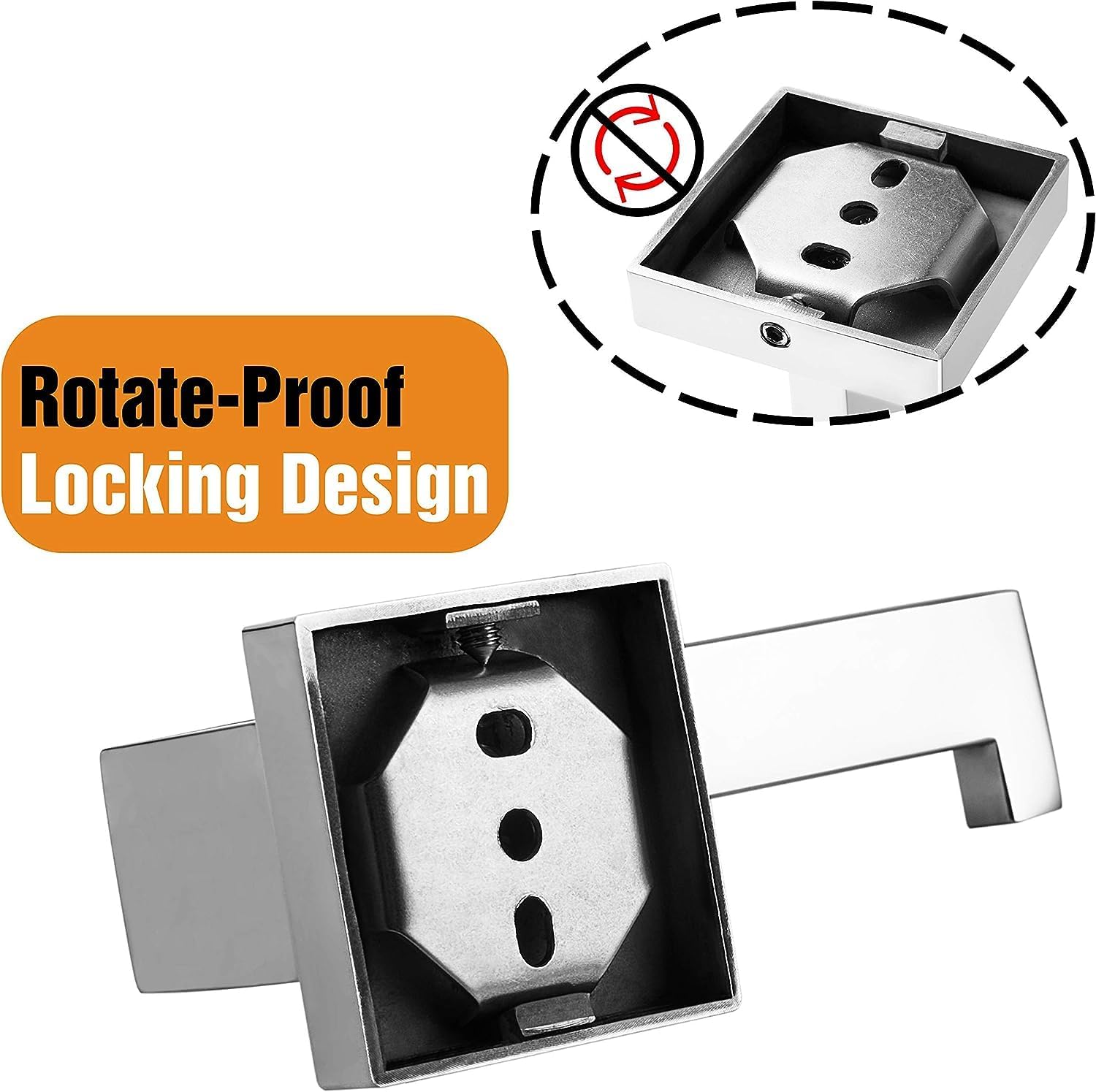 HITSLAM Chrome Toilet Paper Holder Premium 304 Stainless Steel Square Toilet Roll Holder for Bathroom Rustproof Wall-Mounted 2 Pack