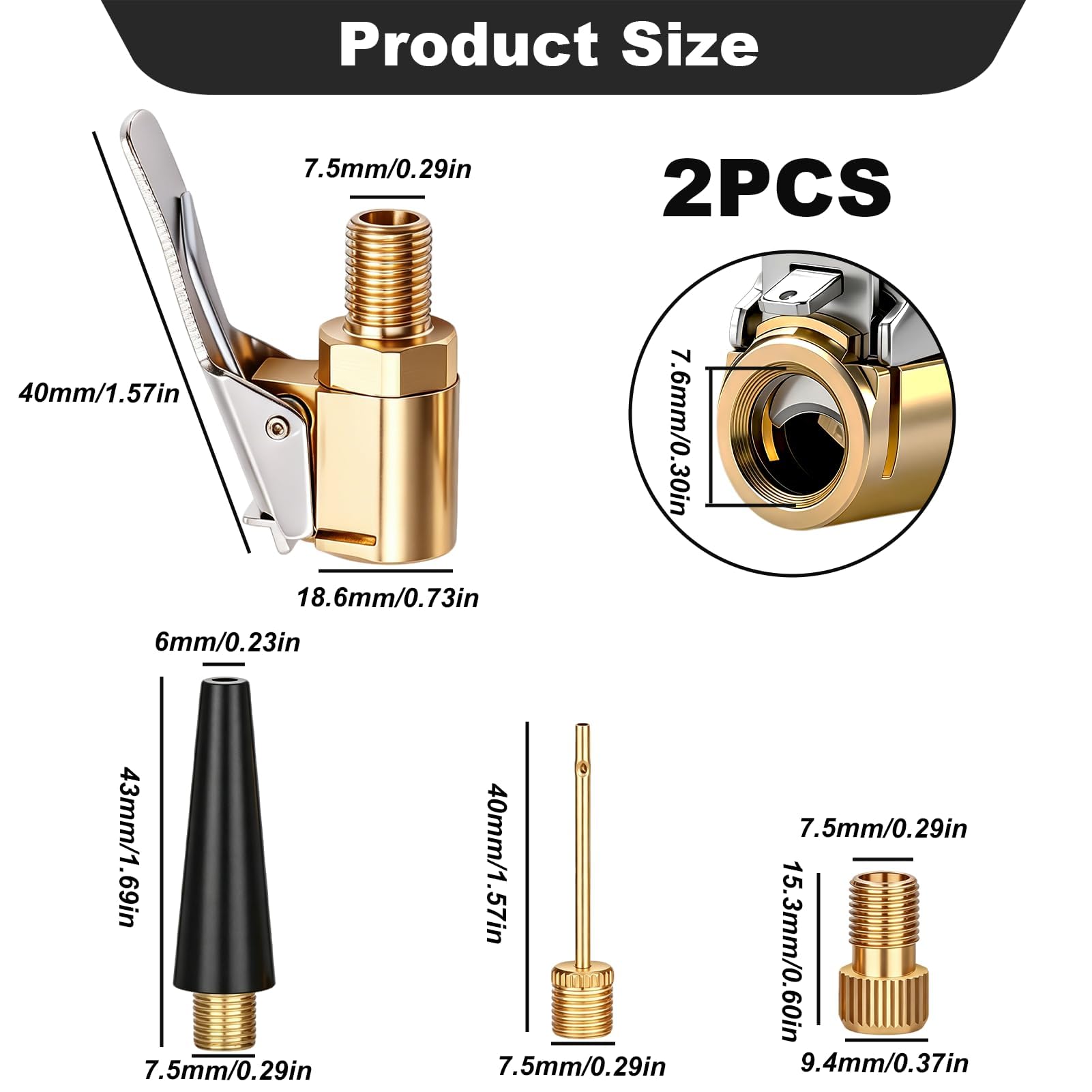 5 pièces Kit Adaptateur de Valve Multifonction, Compatible avec Bosch Easy Pump, Valve Adapter Set avec Adaptateur Pompe Vélo Valve Française, Kit Remplacement Valve Vélo pour Pneus Voiture et Ballons