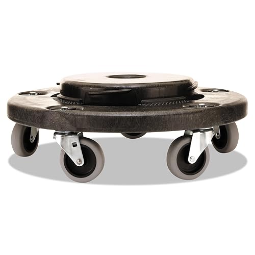 Miniatura 4 de Rubbermaid Commercial RCP264000BK Products Brute Round Twist on/Off Dolly, capacidad de 250 libras, 18 Dia x 6 5/8H, Negro