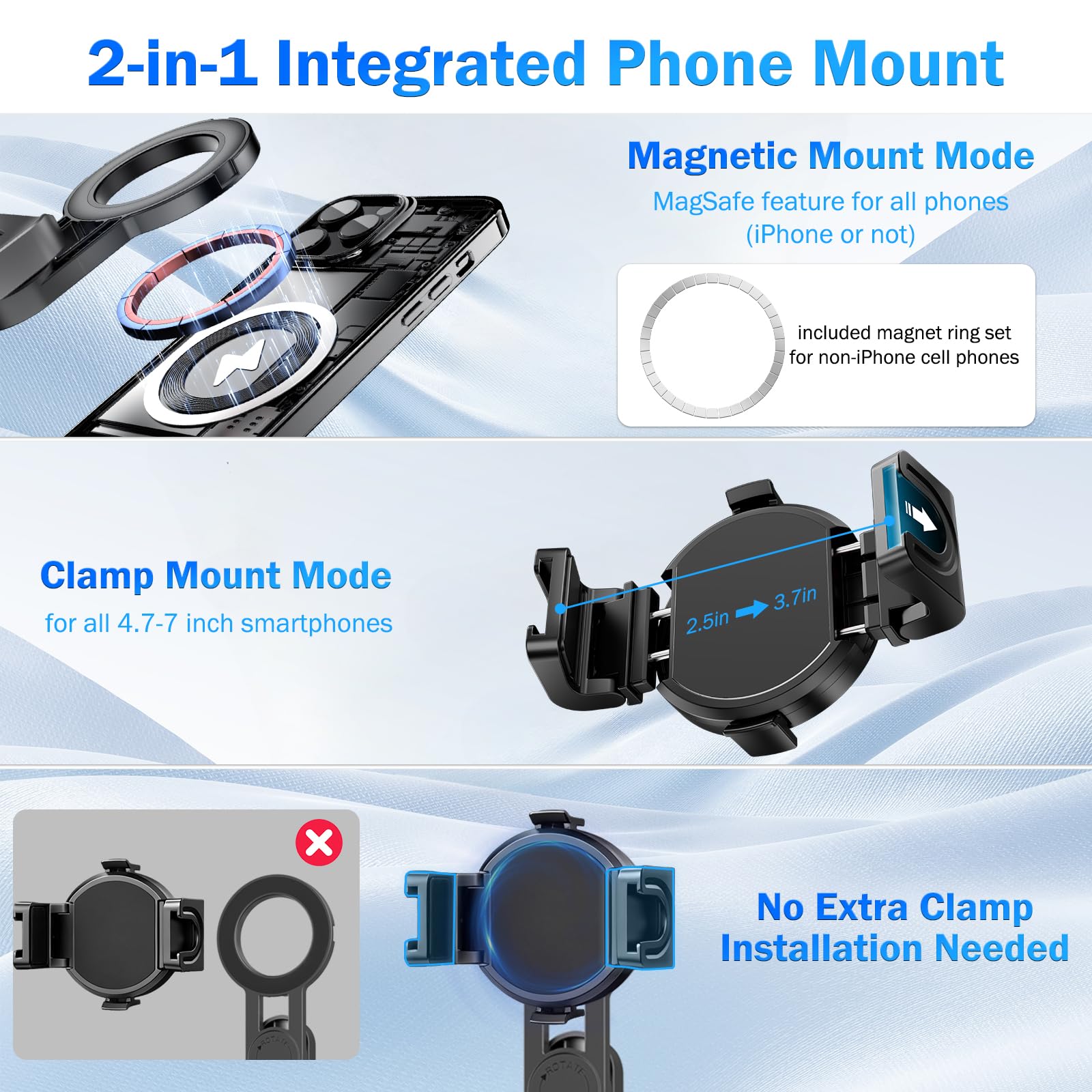 Bastone Selfie Con Magnetico E Morsetto A Molla, Treppiede per Cellulare Bluetooth 4 in 1, Impugnatura Per Telefono, Mini Quadrupode Telescopico Per iPhone/Android, Rotazione A 360 Gradi.