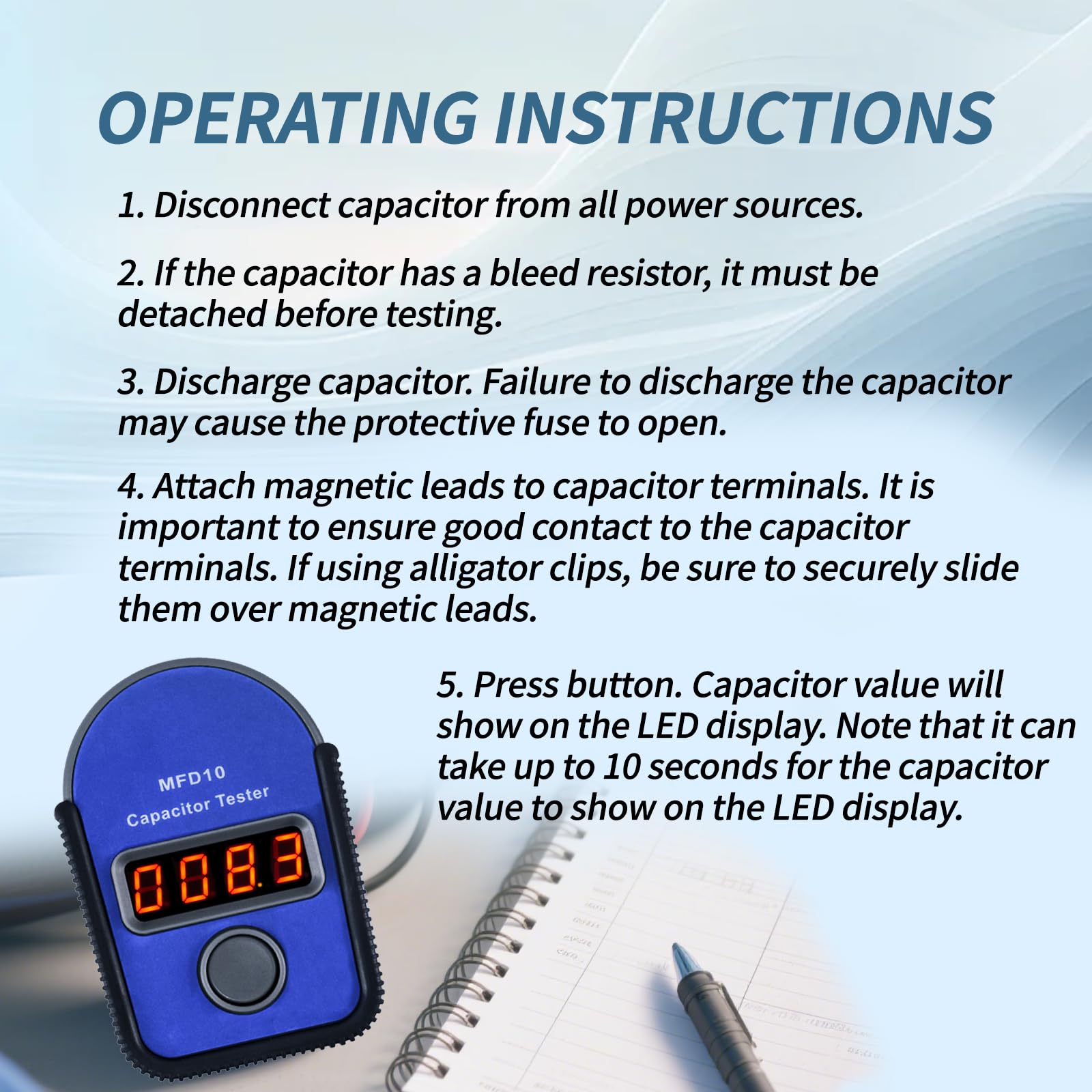 MFD10 Capacitor Tester - Accurate Capacitance Measurement -6