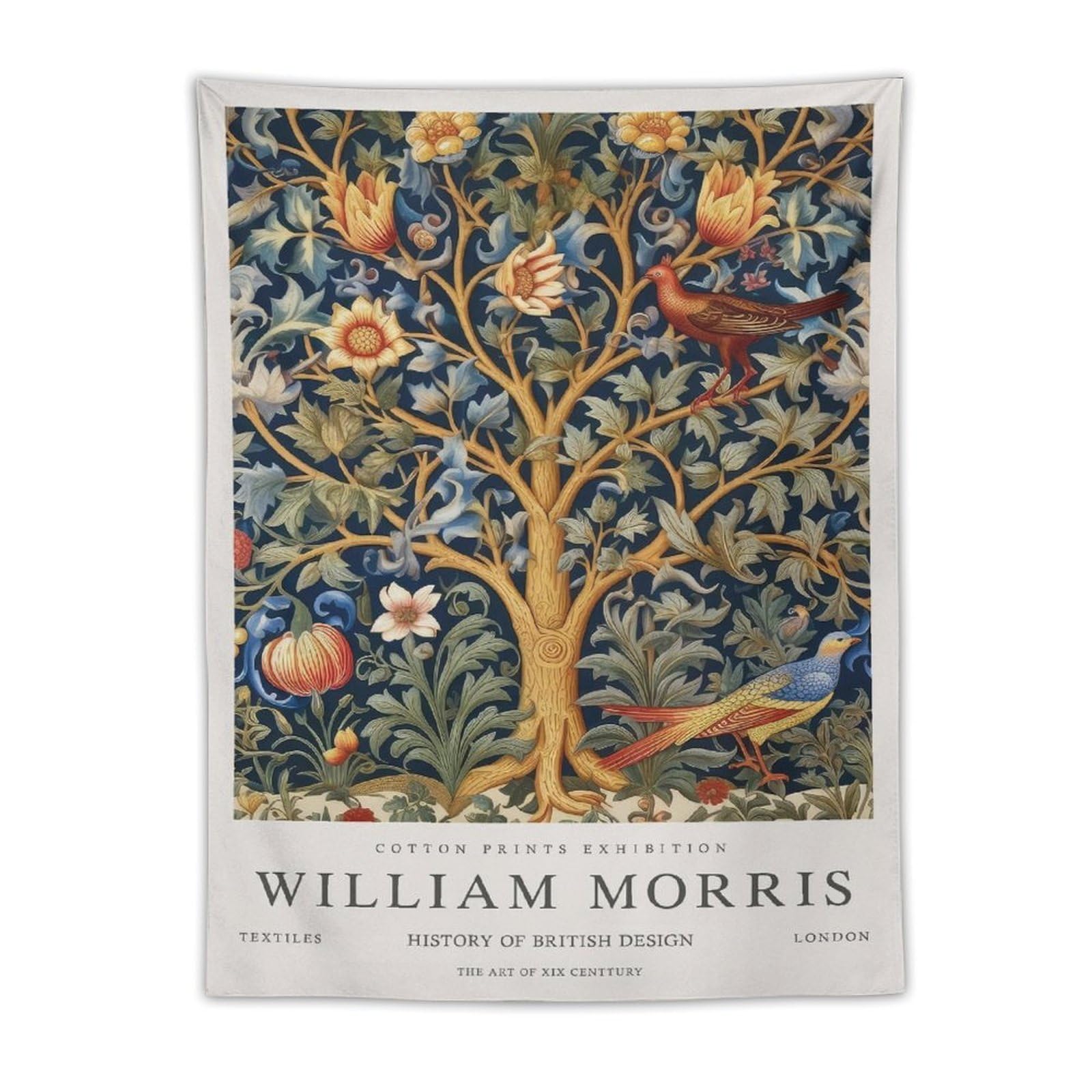 William Morris Vintage Tree Flower Wall Art Deer Plant Poster Wall Tapestry Scroll Tapestries Art Painting Picture Bedroom Decor Home 30"x40"