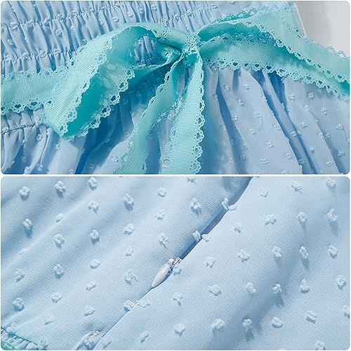 Miniatura 7 de Weixu Hamilton Elizabeth Schuyler Disfraz de cosplay familiar a juego para mamá y niño, vestido azul de princesa