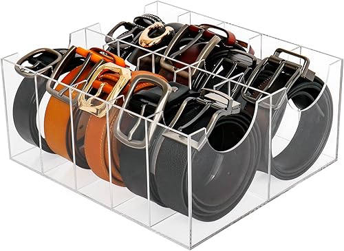 Organizador de cinturón, soporte de almacenamiento acrílico para armario y cajón, contenedor de 10 compartimentos para sala de cheques, vitrina