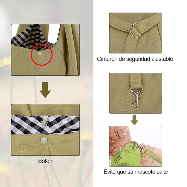 Foto 5 de 8 de PetLoft Transportin Perro Pequeño,Bolso Bandolera para Perro,Ajustable Bolsa de Hombro Cruzada para Perro…
