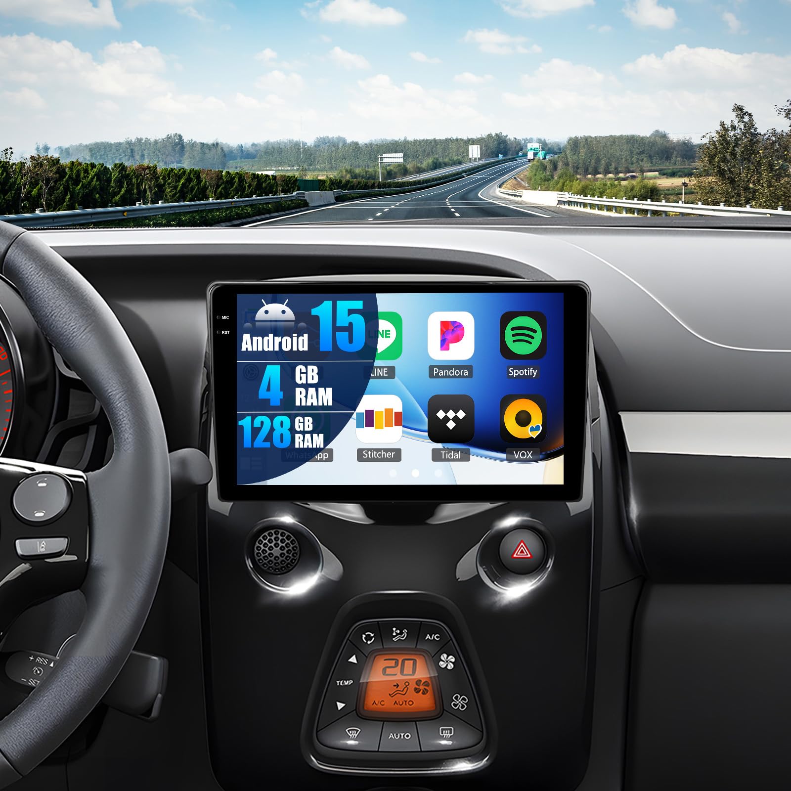 4G+128G GOHHDL Android 15 Autoradio pour Toyota Aygo Peugeot 108 Citroen C1 2015-2020 avec Carplay Android Auto, 9 Pouces Poste Radio Voiture avec GPS Navi WiFi Bluetooth FM/RDS EQ SWC Caméra&MIC