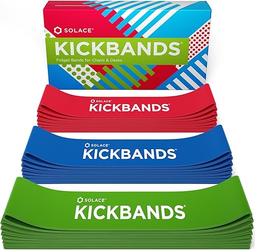 Miniatura 1 de KICK BANDS Bandas para sillas para niños con pies inquietos, paquete de 24  Bandas antiestrés para TDAH para sillas y escritorios de aula  Solace