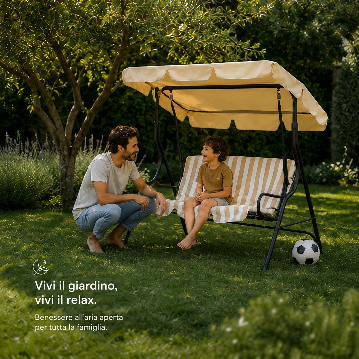 Dondolo da Giardino in Acciaio con Tetto 170x110x153 cm