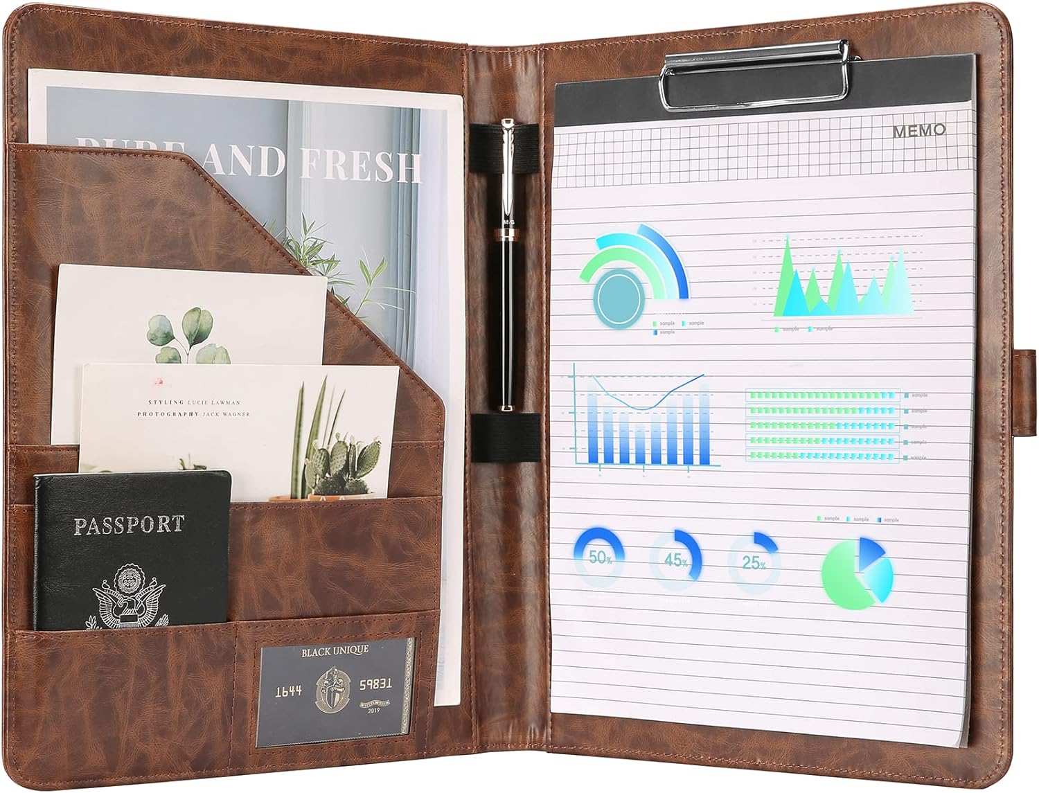 ProCase Portfolio Folder A4 Business Clipboard Folder, Leather