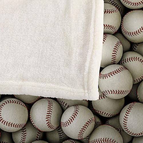 Miniatura 7 de Mugod Manta de béisbol con ilustración 3D de vista panorámica de cientos de pelotas de béisbol, decorativa, suave, cálida, acogedora, de franela,