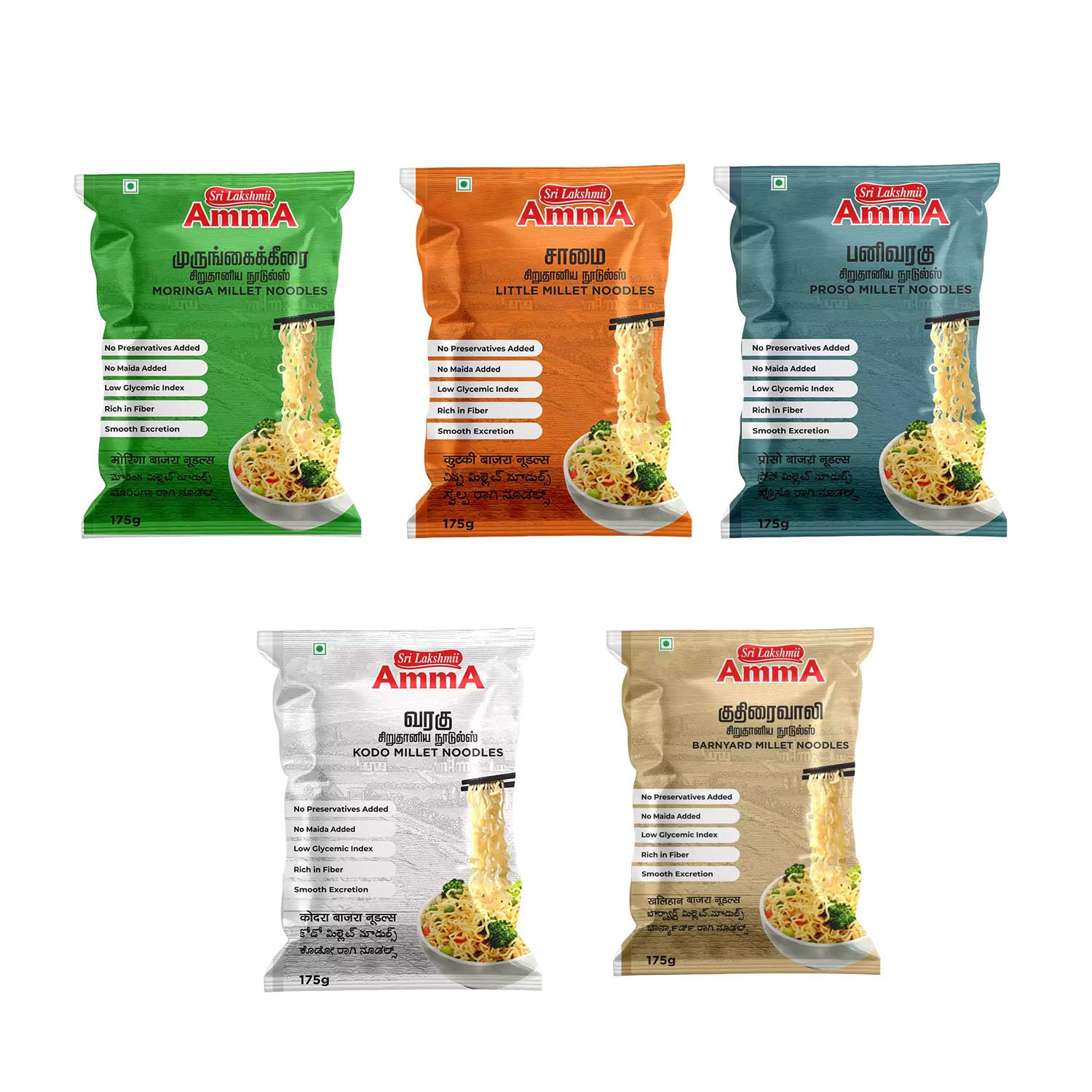 Sri Lakshmi Amma Millet Noodles | (Proso, Moringa, Little, Kodo, Barnyard) | (175 Grams) | Pack of V | Healthy Noodles (B09MB5TC3R) Amazon Price History, Amazon Price Tracker