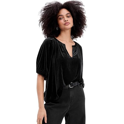 GAP Women's Short Puff Sleeve Top Blouse Shirt