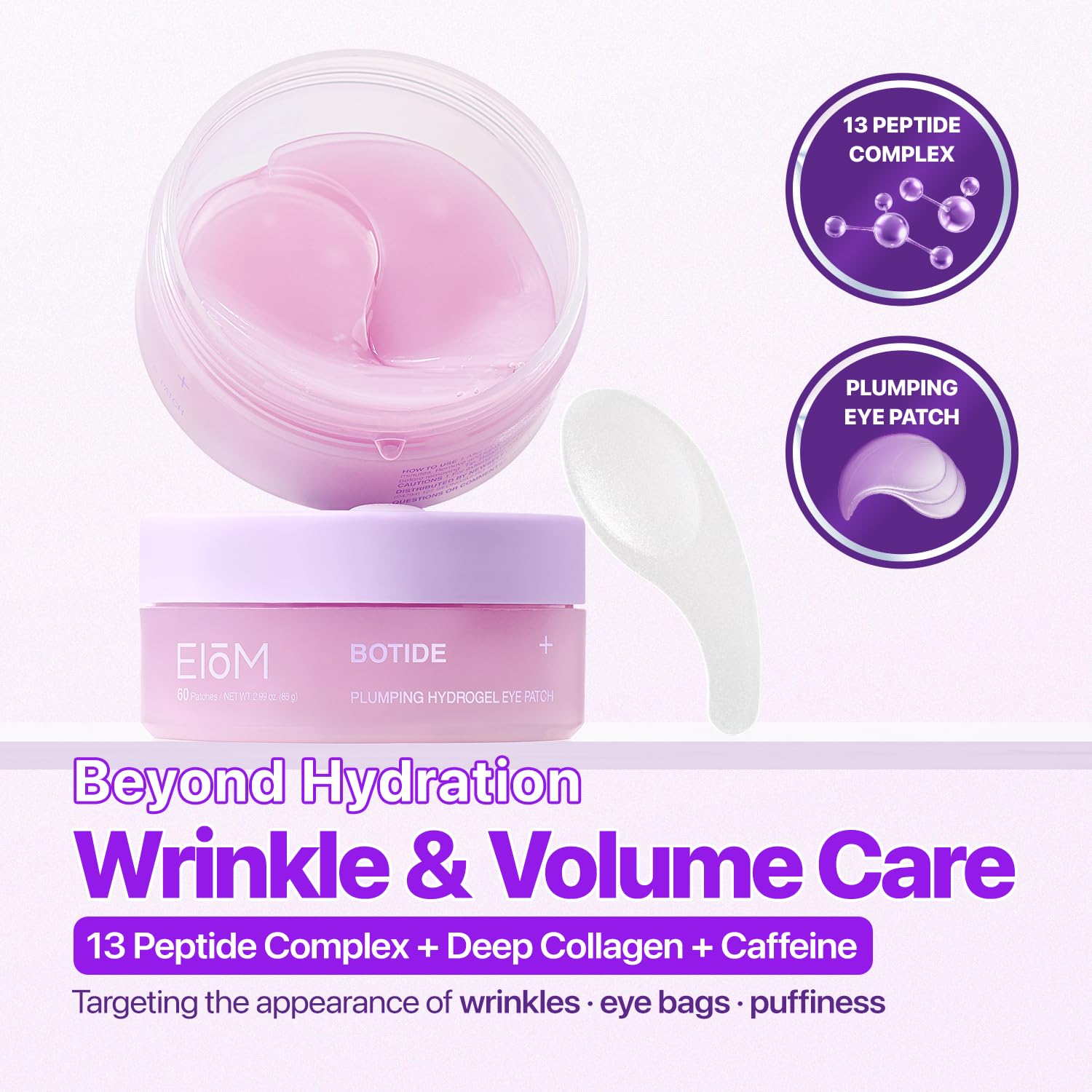 Botide Under Eye Patches with Caffeine, Niacinamide & 13-Peptide Complex