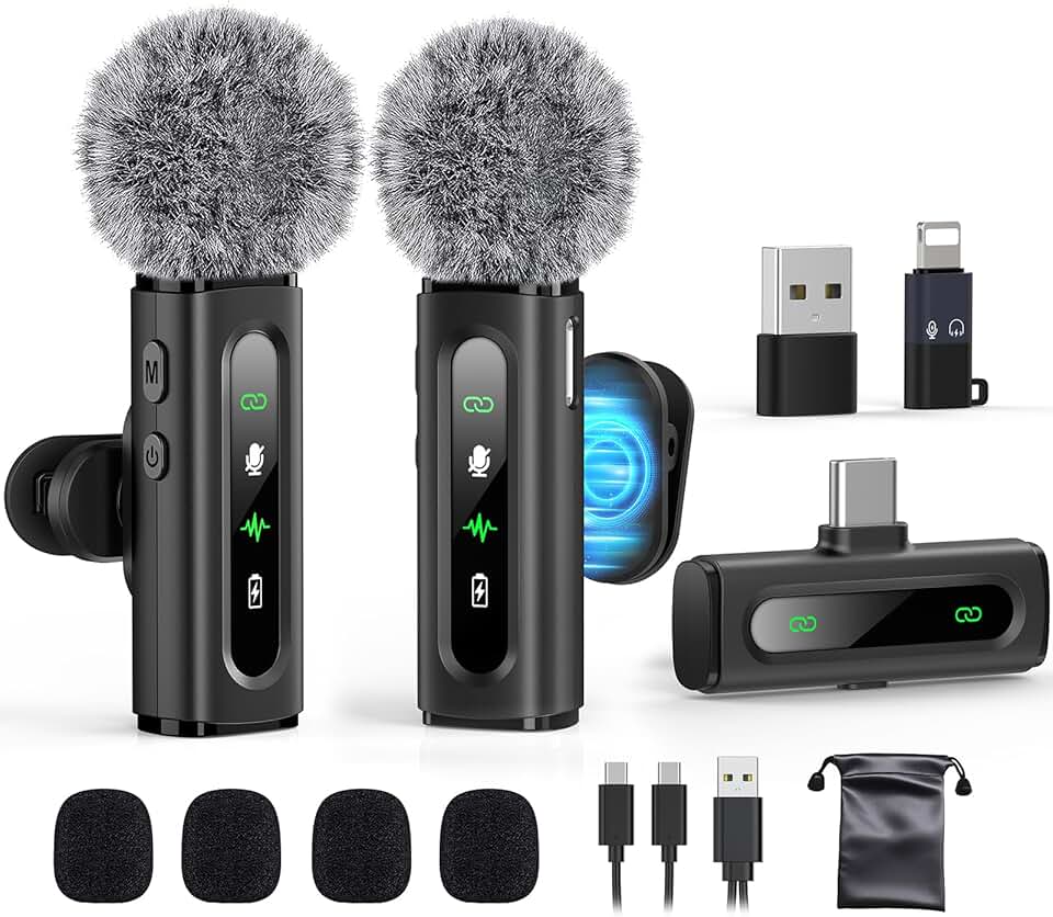 USB C Lavalier Microphone Wireless Mini Mic for Type-C Android Phone/Tablet/PC Video Recording Clip-on Mics with Rotatable Clip&amp;Denoise Recording, Ideal for Vlog Tiktok Youtube Podcast Content Creator Global Recycled Standard