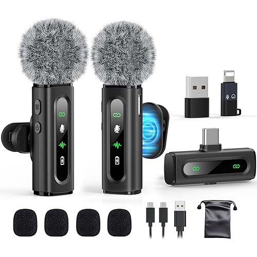 USB C Lavalier Microphone Wireless Mini Mic for Type-C Android Phone/Tablet/PC Video Recording Clip-on Mics with Rotatable Clip&Denoise Recording, Ideal for Vlog Tiktok Youtube Podcast Content Creator