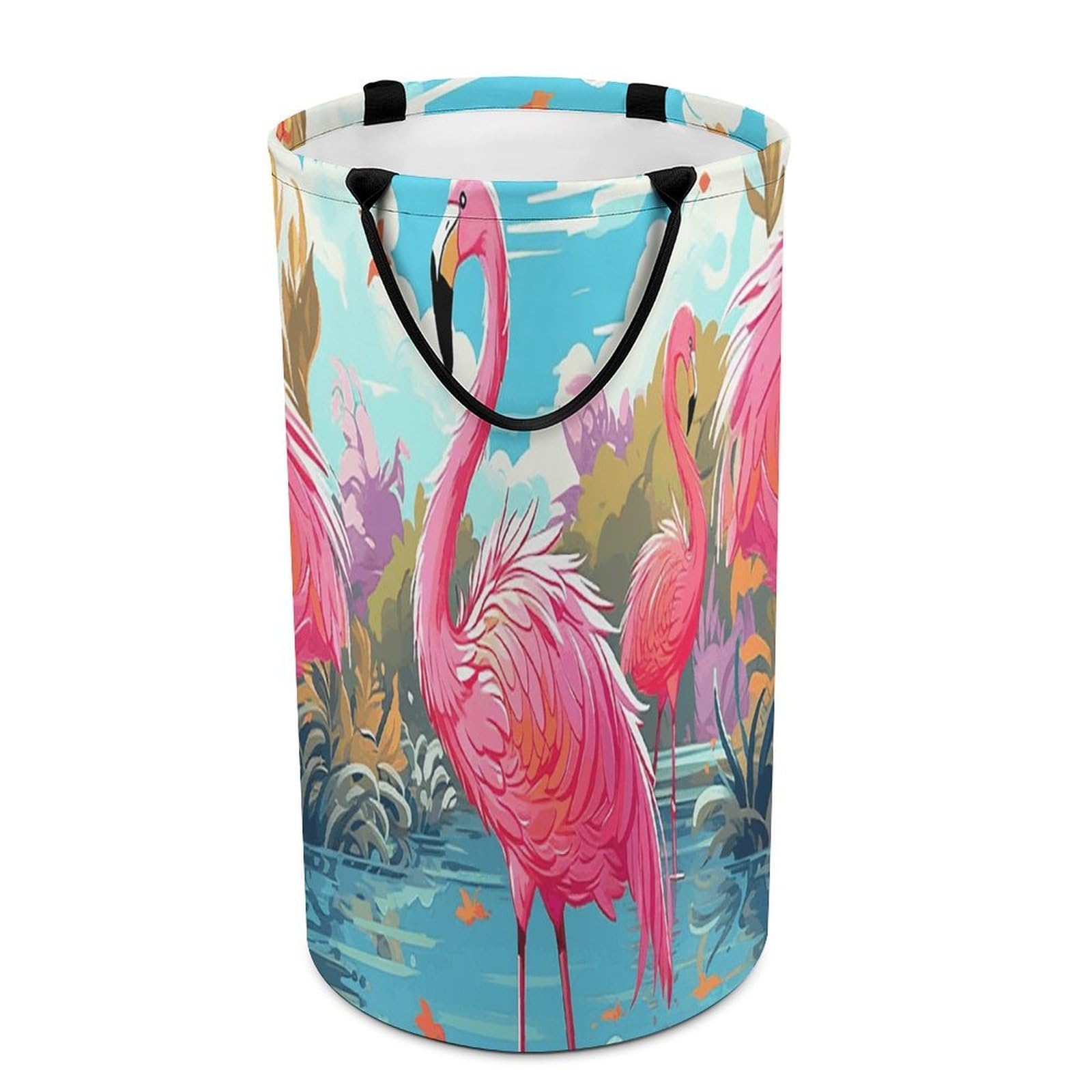 Flamingo Bird Laundry Hamper Waterproof Clothes Basket Large Capacity Collapsible Laundry Basket Freestanding Clothes Hamper for Dorm Family Bathroom Decor Storage 86L