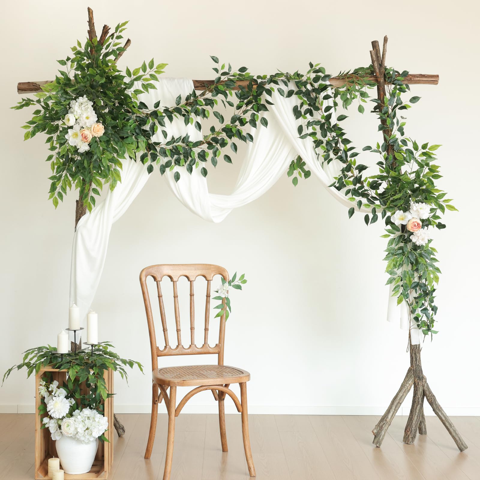 Mizii Künstliche Ranken-Girlande, 200 cm, künstliche Ficus-Ranken-Girlande, Seiden-grüne Blätter, Dekoration, künstliche Hängepflanzen für Hochzeit, Tischdekoration, Wanddekoration, Raumdekoration,