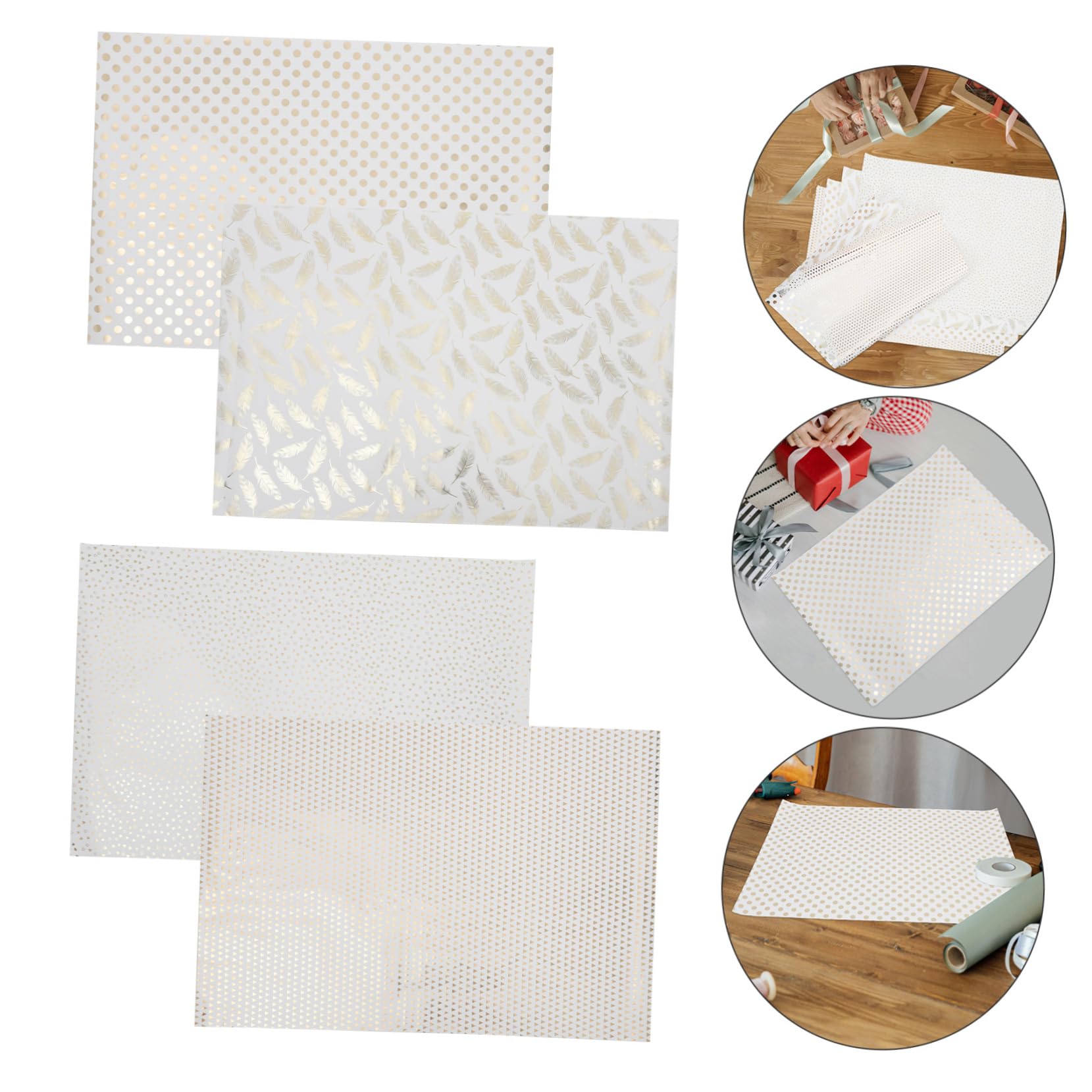Goldenes Geschenkpapier 8 Stück Pack, Reißfestes Dickes Papier | Elegantes Design für Feiern und Babyparty, Große Bögen, Luxuriöse Optik