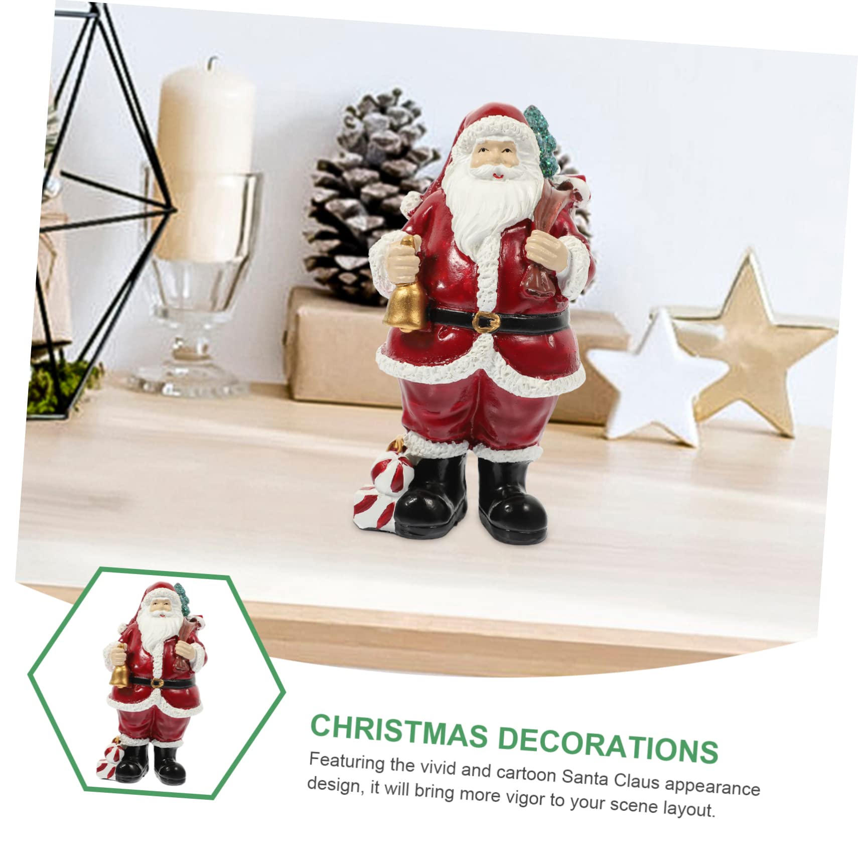 PRETYZOOM 2 Pz ornamenti di babbo natale natale regalini natale statuina natalizia da tavolo decorazione natalizia con renne statuina di Babbo Natale statua in resina di babbo natale