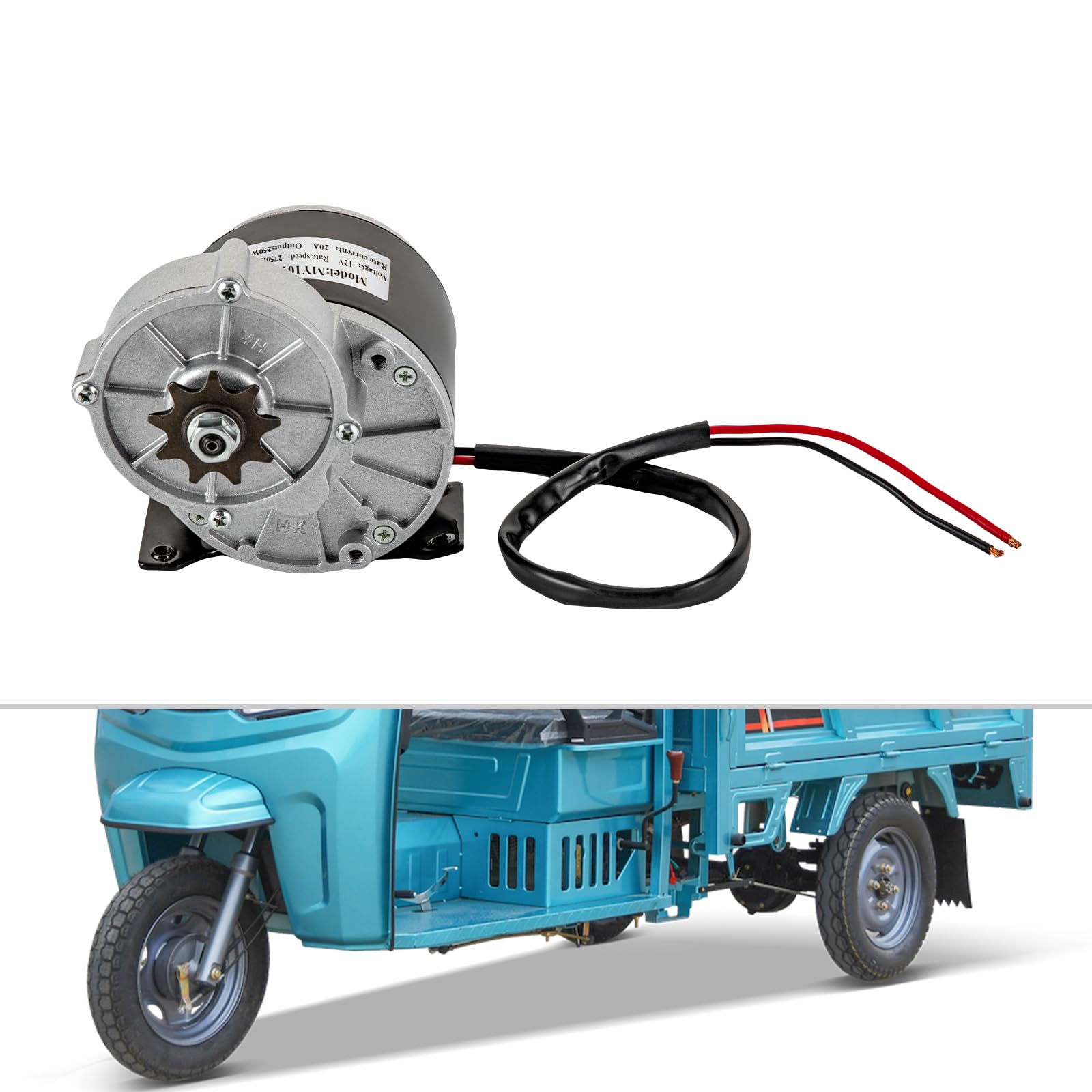 Moteur électrique de réduction 12 V CC 250 W, réducteur de moteur brossé vélo électrique, moteur brossé
